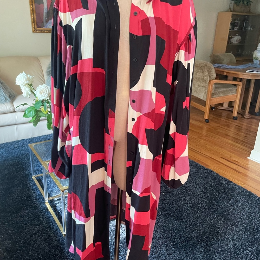 Eloquii Long Sleeve Red and Black Dress